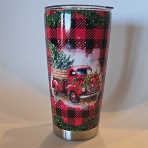 Festive Red Plaid Holiday Tumbler